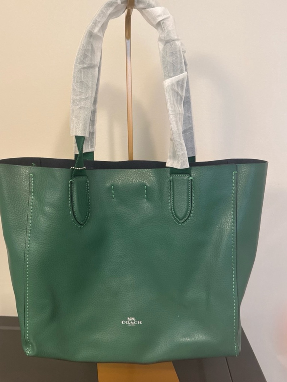 Coach Green Pebbled Leather Tote retail $298